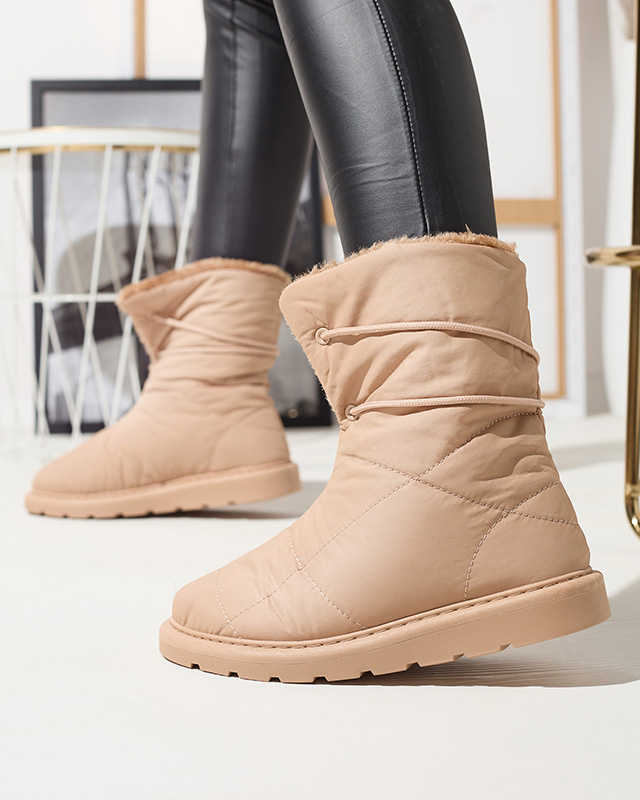 Светлокафяви дамски обувки a'la ботуши за сняг Amirfu- Footwear