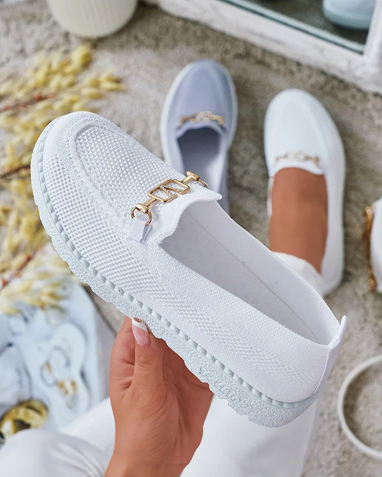 Royalfashion Дамски мокасини от плат със златна украса Erticae