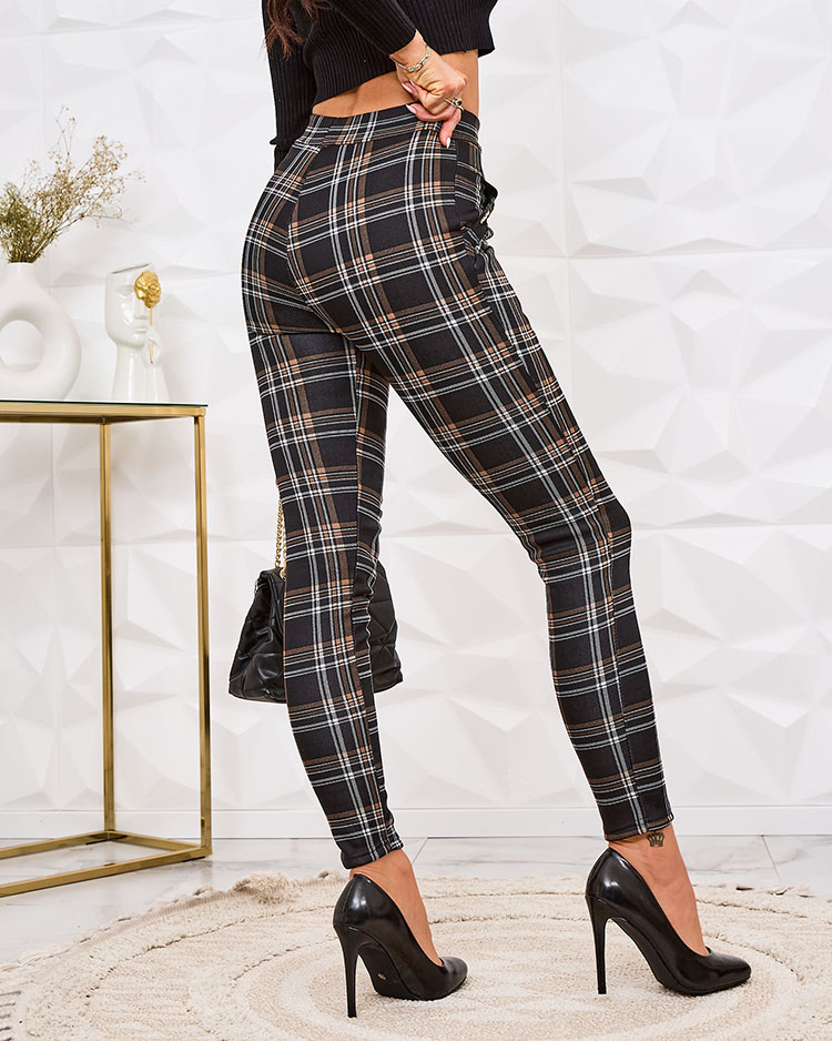 Royalfashion Затоплен кариран дамски панталон