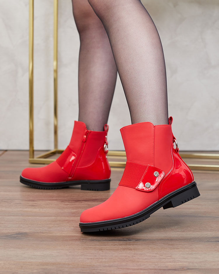 Royalfashion Червени матови дамски ботуши Setipfa