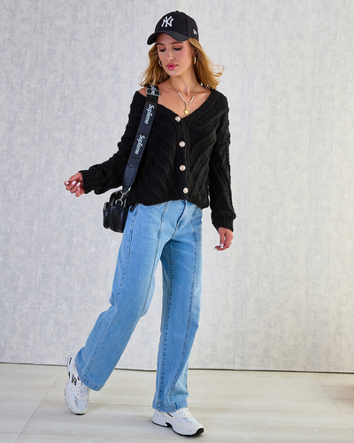 Royalfashion Дамски плетен пуловер с копчета