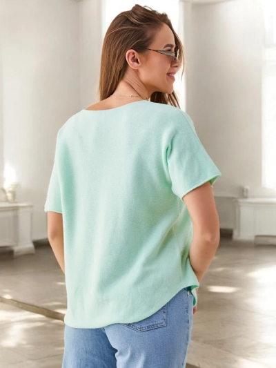 Royalfashion Тънък дамски пуловер с къси ръкави