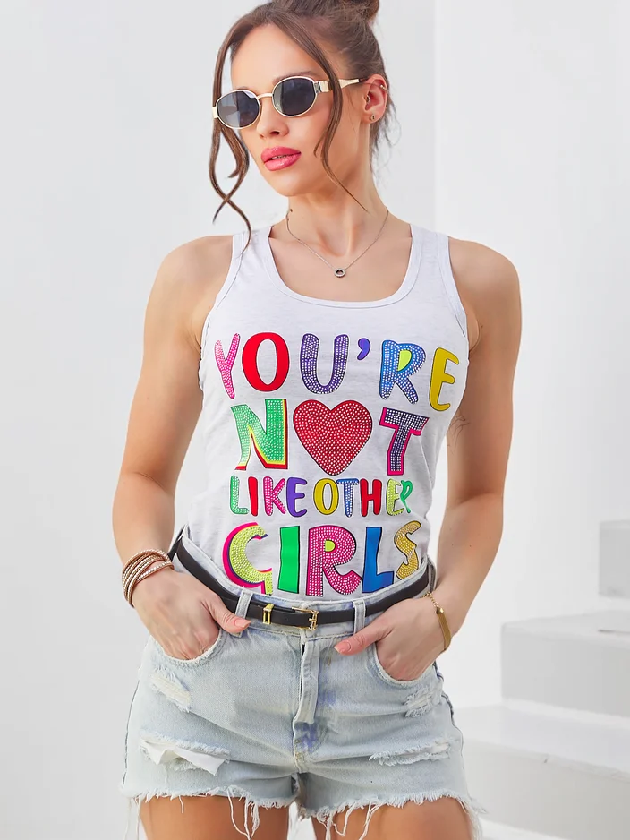 Royalfashion Женски памучен потник с презрамки и уникални принтове