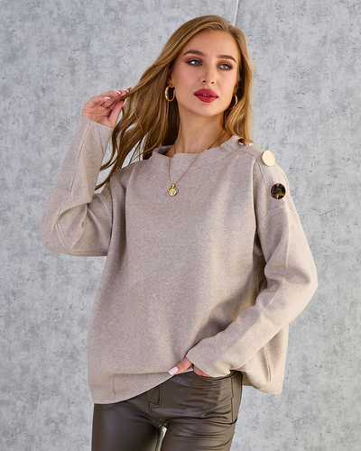 Royalfashion Тънък дамски пуловер с декорации на раменете