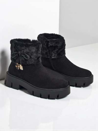 Дамски еко велурени боти с козина Vernaya