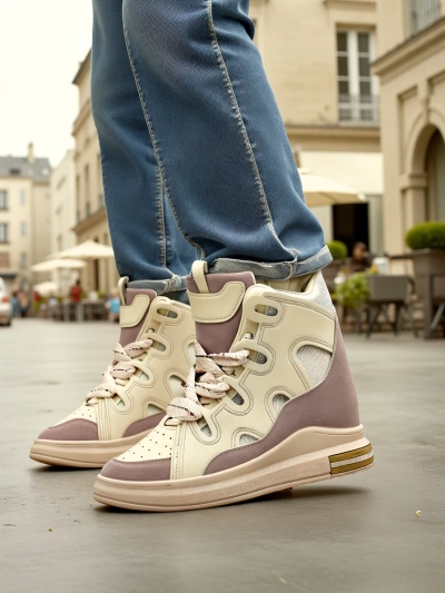 Royalfashion Високи спортни обувки за жени с скрит ток Облафи