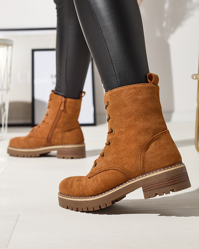 Кафяви дамски ботуши Priviea - Обувки