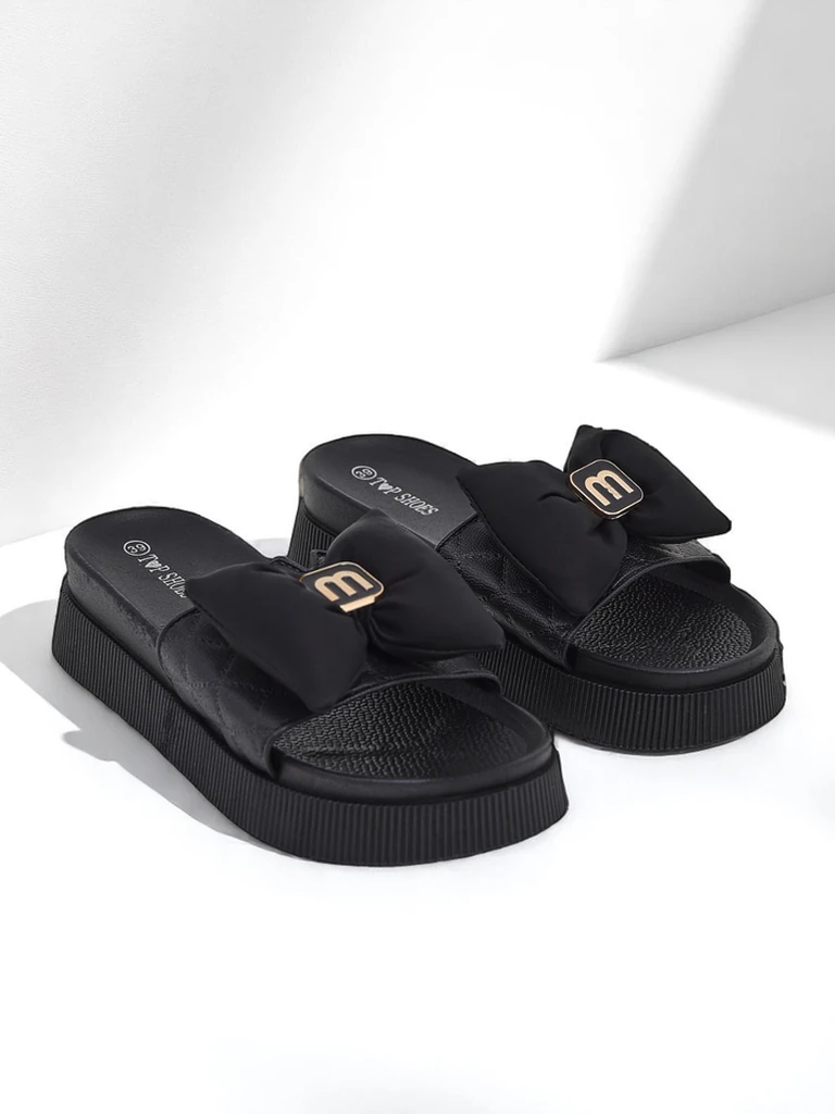 Royalfashion Дамски чехли на платформа с панделка Mivo Jump