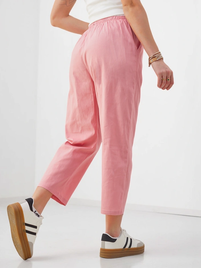 Royalfashion Дамски памучни широки панталони с връзки