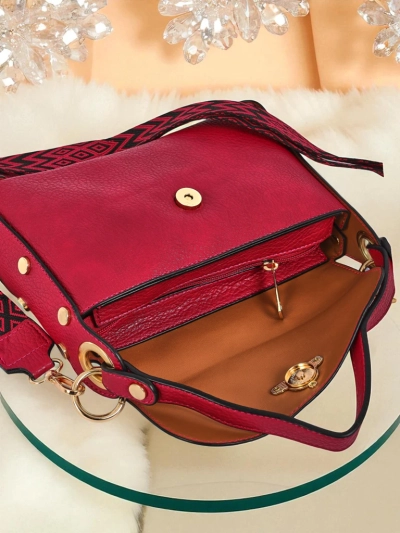 Дамска чанта фуксия Minerva екологична кожа за рамо и crossbody