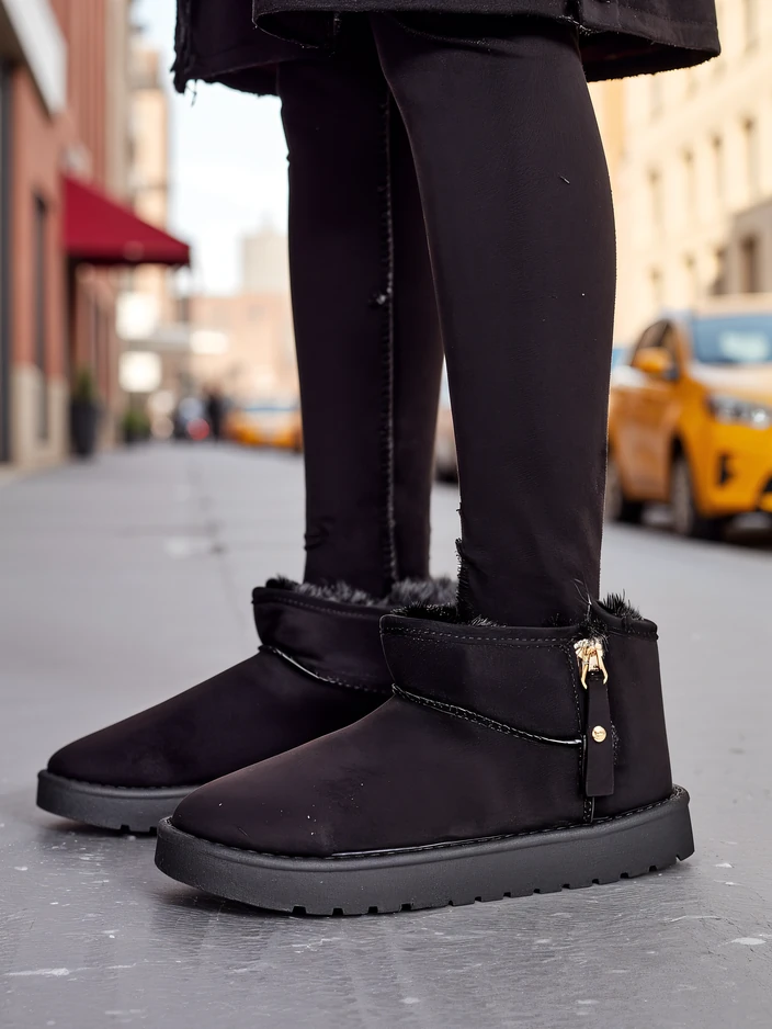 Royalfashion Къси боти, наподобяващи женски снежни боти Fefoz