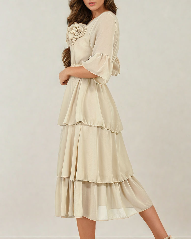 Royalfashion Дамска миди рокля с къдри