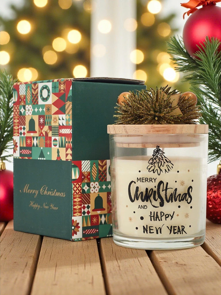 Коледна ароматна свещ Merry Christmas Happy New Year