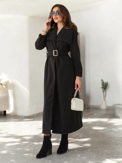 Royalfashion Дамско макси палто с връзка