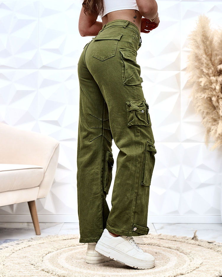 Royalfashion Дамски широки бойни панталони