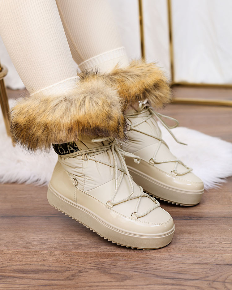 Royalfashion Бежови ботуши a'la snow boots за жени Gomllo