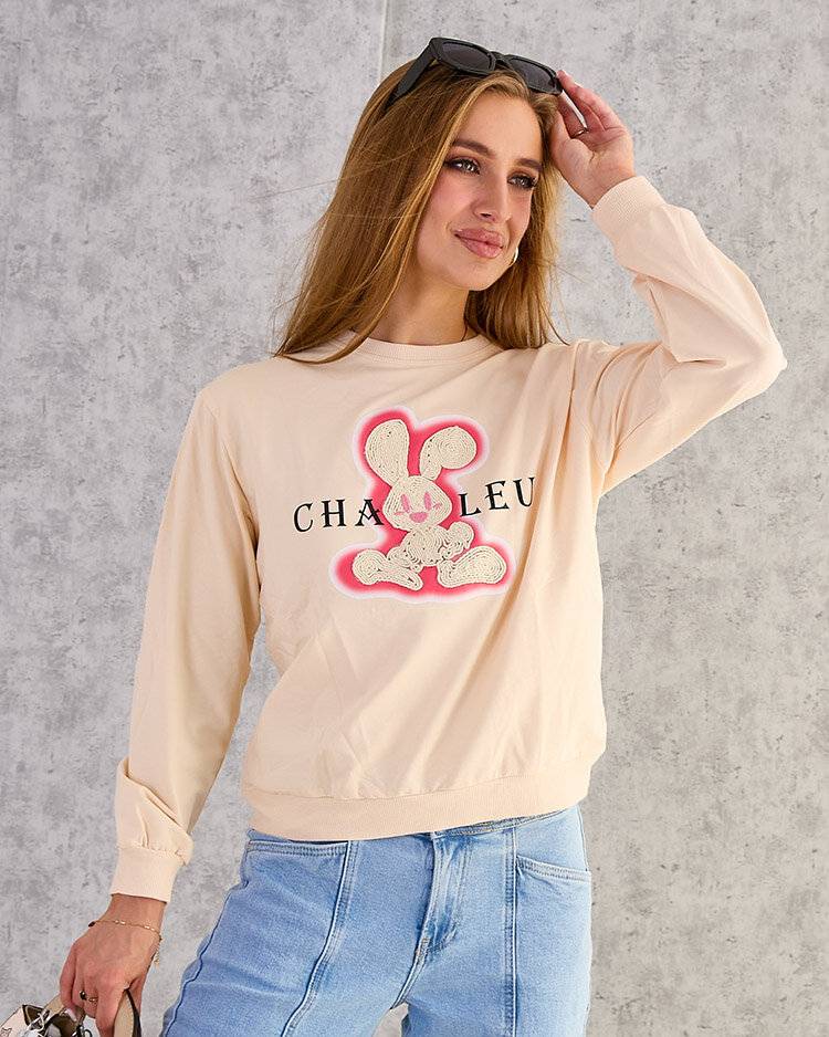 Royalfashion Дамски памучен суитшърт с тънък принт