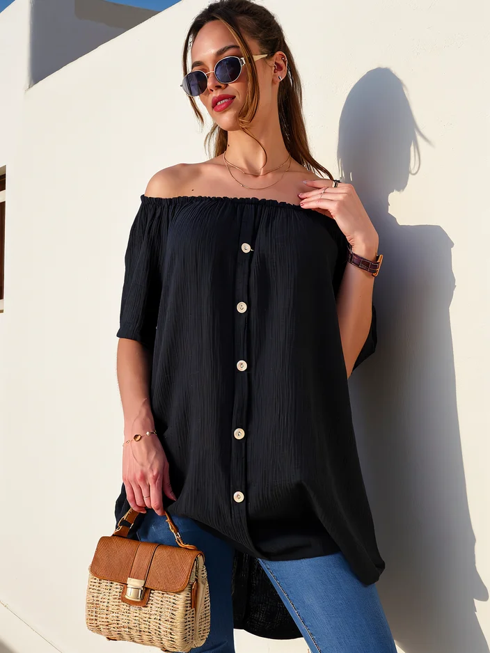 Рокля на кралската мода от памук за жени, вдъхновена от испанския стил с декоративни копчета