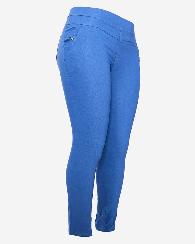 Сини дамски панталони тип "тегелинс" PLUS SIZE- Облекло