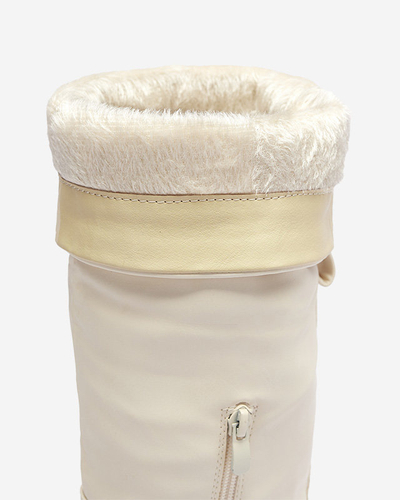 OUTLET Кремави дамски ботуши до средата на прасеца Astaroth - Обувки