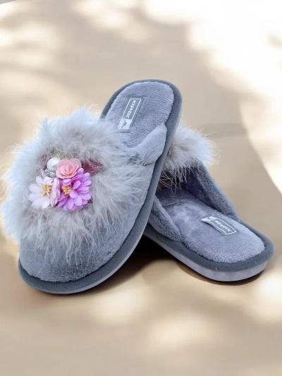 Кожени женски чехли с цветя Ederra