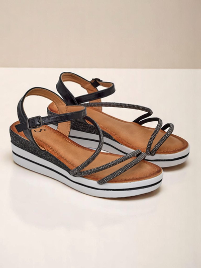 Royalfashion дамски сандали на платформа със стразове Ballosa