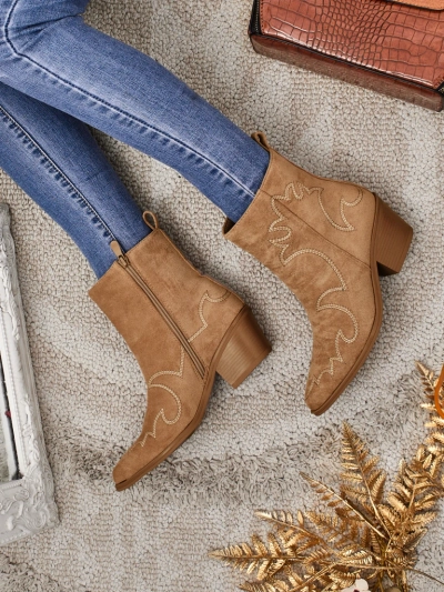 Botki damskie typu kowbojki Velvet Ash– na obcasie