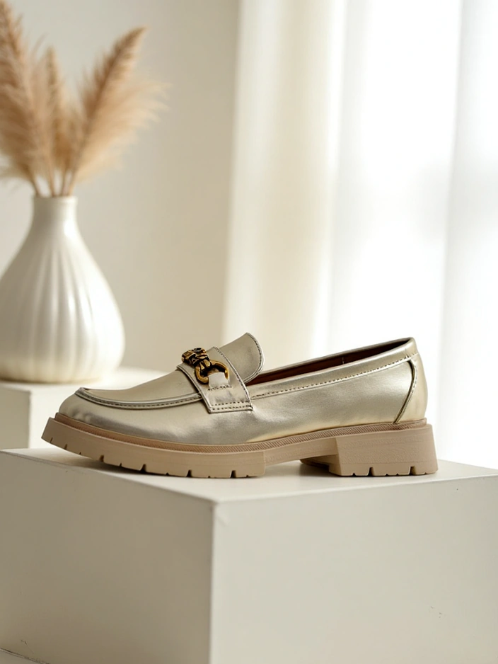 Royalfashion Женски мокасини с позлата Goldlove