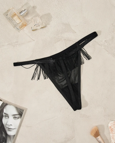 Royalfashion Черни дамски бикини с пискюли