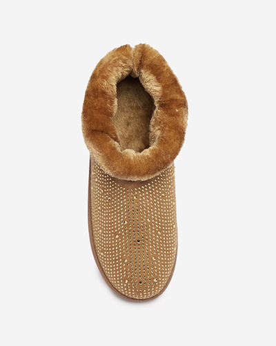 Damskie śniegowce z cyrkoniami w kolorze camel Rudis - Obuwie