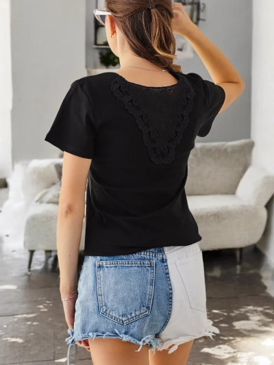 Риза от 100% памук за жени с дантела на гърба