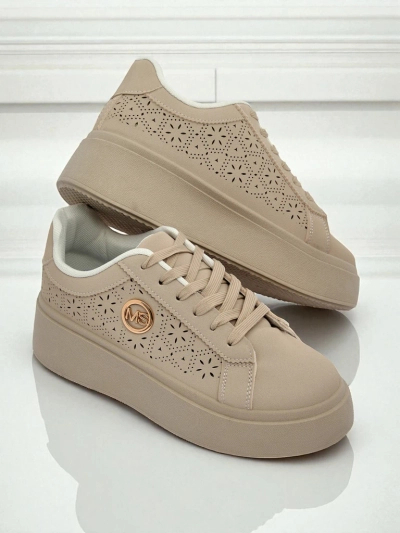 Дамски сникърси платформа Callista Royalfashion екрю еко кожа