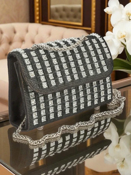 Royalfashion Дамска чанта клъч с цирконии Elira Dusk