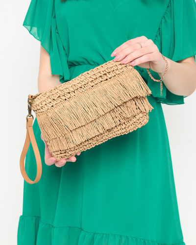 Brązowa słomiana torebka damska - Akcesoria