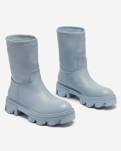 Сини дамски боти с изолация Mekira - Обувки