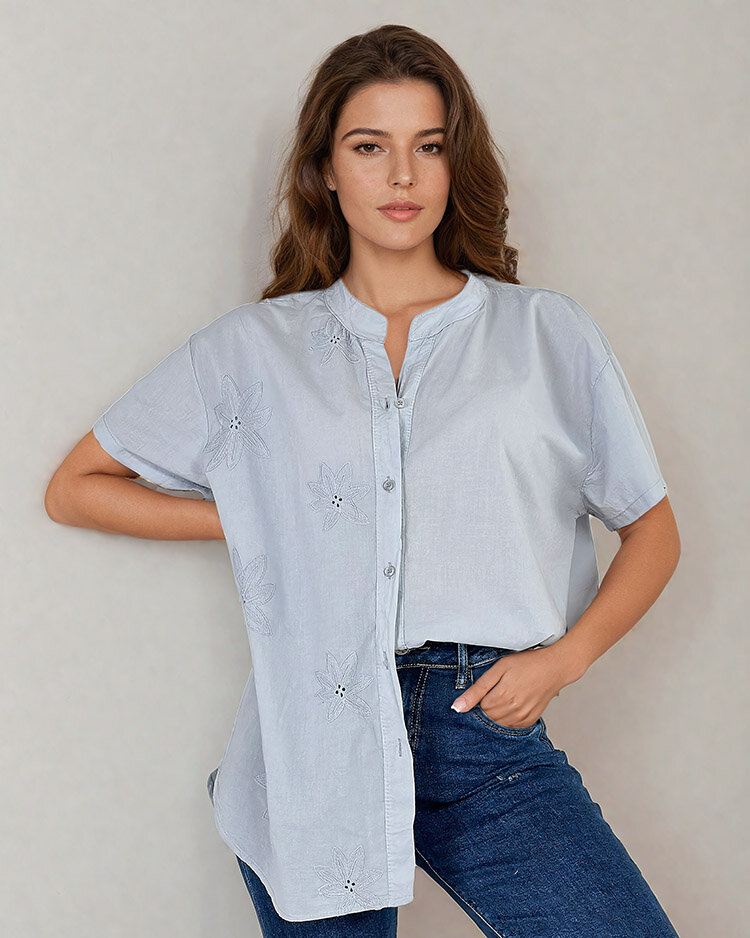 Royalfashion Дамска риза oversize с бродерия