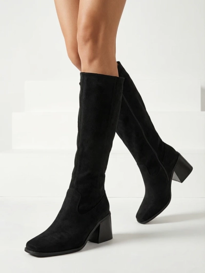 Дамски еко велурени ботуши на ток Ernala