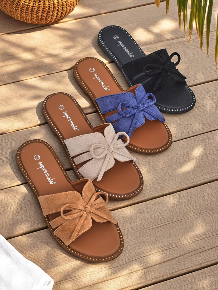 Royalfashion Дамски чехли с равна подметка и панделка Gerber