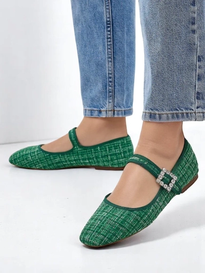 Royalfashion Дамски шпицови балетни обувки с катарама и лента Riffos