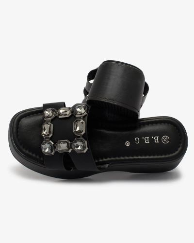 Royalfashion Черни дамски джапанки с украса и масивна подметка Norixi