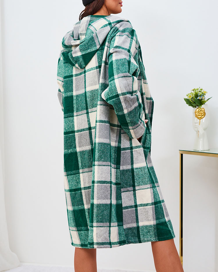 Royalfashion Зелено карирано дамско палто