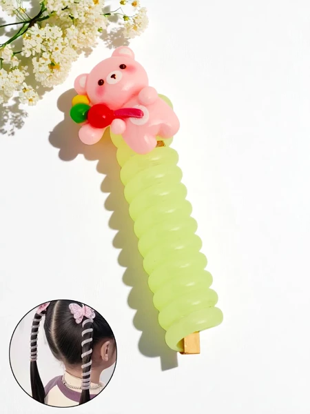 Royalfashion Ластик за коса тип спирала с плюшено мече Teddy Twist