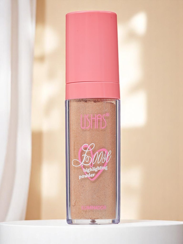 USHAS Рохкав хайлайтър за лице с апликатор пуф Редианс