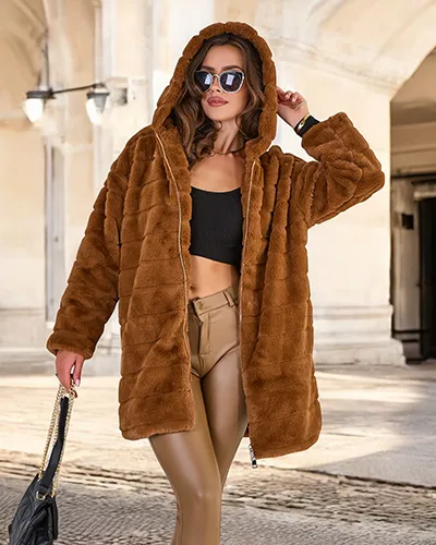 Royalfashion Дамско палто с козина