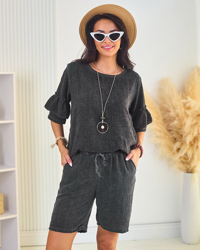Royalfashion Летен дамски комплект от памук и лен