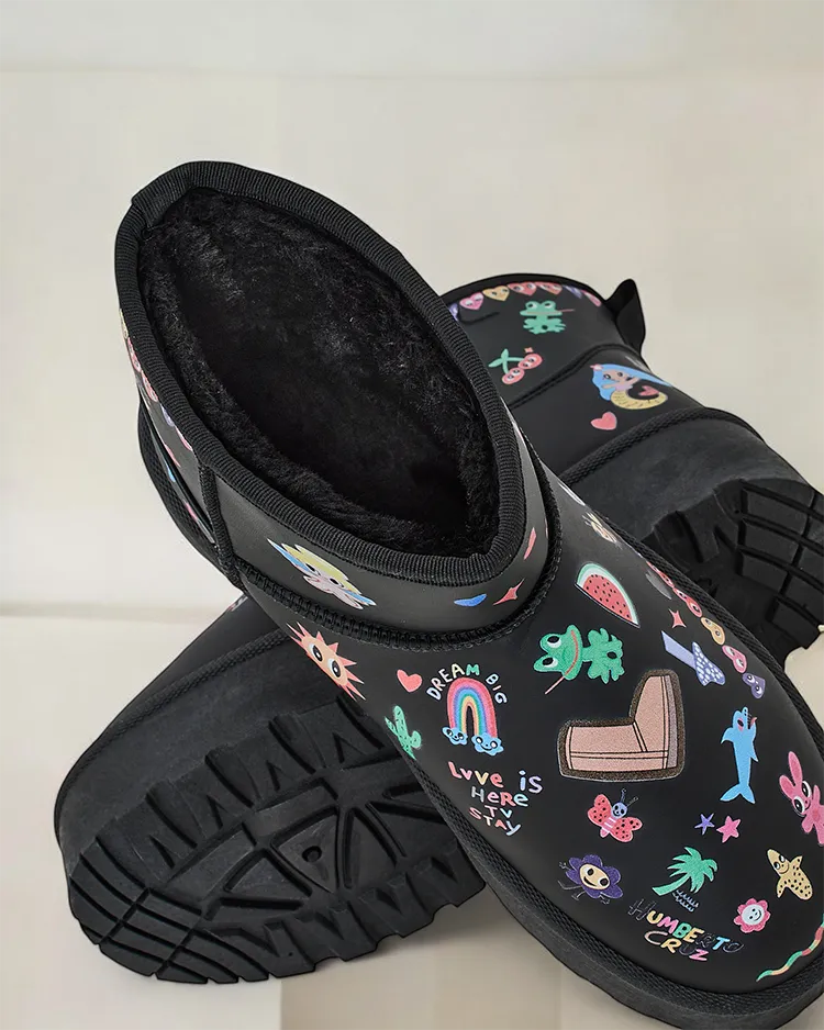 Ройалфешън Къси ботуши за жени в снежен ботуш стил с надписи Ханага