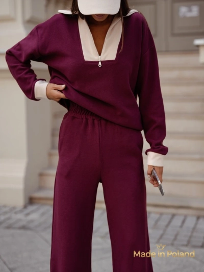 Памучен дамски комплект от плетена материя Fissa