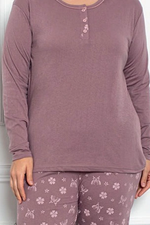 Royalfashion Дамски памучен пижамен комплект с 2 части с дизайн на пеперуди, ПЛЮС РАЗМЕР