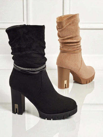 Дамски еко велурени боти на ток BrambleDusk