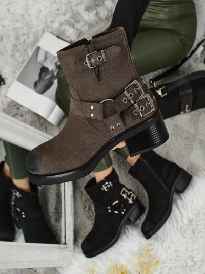 Дамски боти от еко велур с катарами Valtos